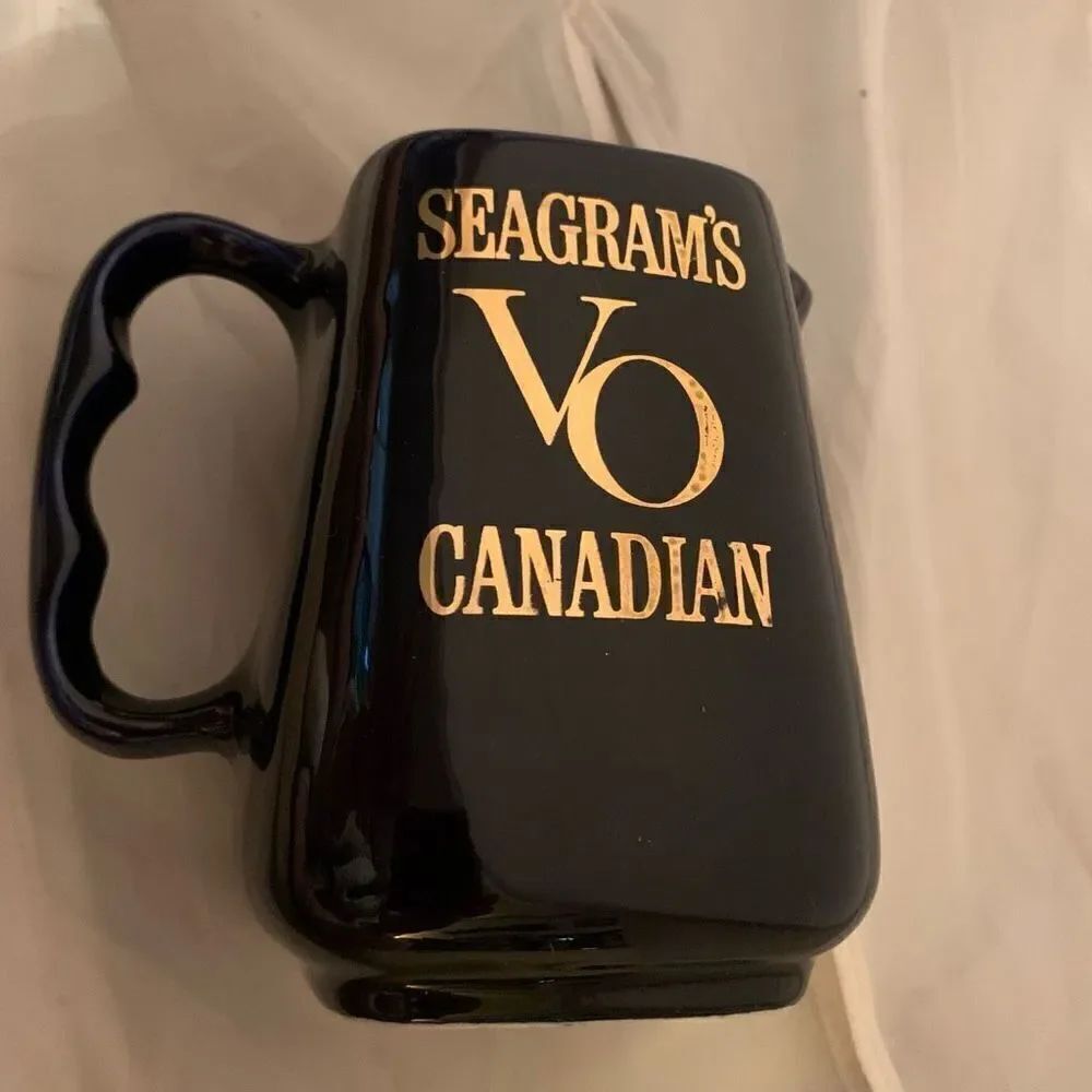 Seagram’s VO Canadian Whisky Blue Ceramic Pitcher
